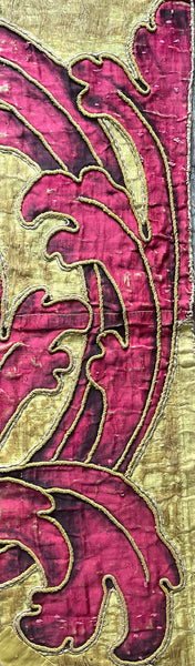 Antique Hand Painted Silk Panel Section of Wing: C17th Italy