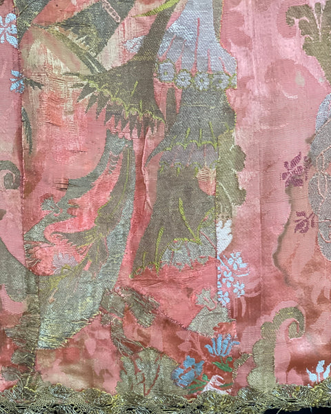 Antique Rare Bizarre Silk Brocaded Panel Rare: Early C18th France