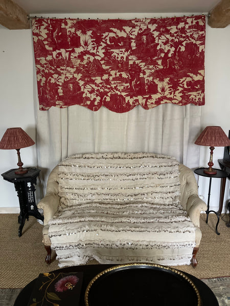 Antique Quilted Toile de Jouy Pelmet: C18th  Jean-Pierre Meillier et Cie in Beautriran