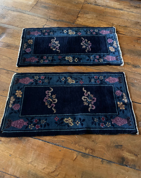 Pair Handmade Art Deco Chinoiserie Rugs: C1920s China