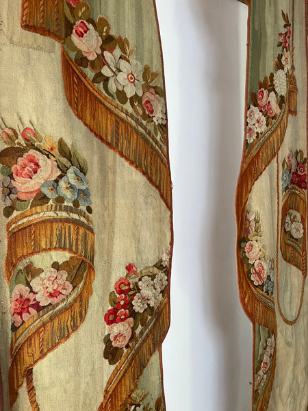 Pair Trompe L’oeil Aubusson Tapestry Portier Wall Hangings: C18th France