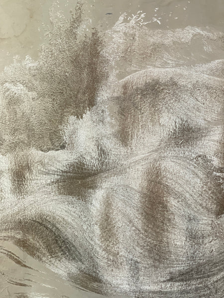 Museum Worthy Silk Embroidered Wallhanging with Waves Auspicious Sea Hawks: C19th Meiji Period, Japan.