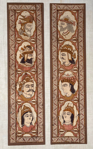Antique Hand Painted Kalamkari Portrait Wall Hanging: C19th Persia