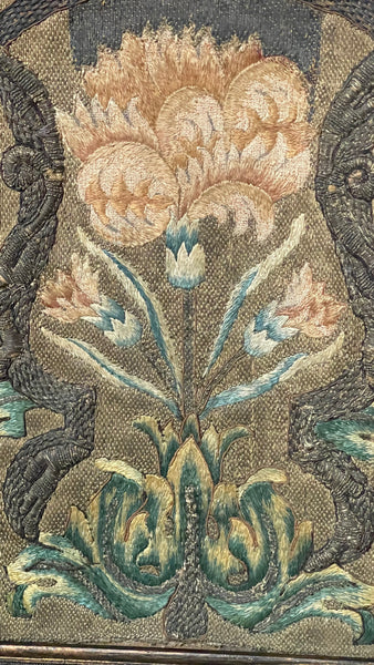 Rare Gilt and Silk Thread Embroidered Book Binding with Carnation (symbolising devotion) : C17th Europe