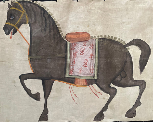 Antique Handpainted Wallhanging Pashawai Decorative Horse: late C19th early C20th