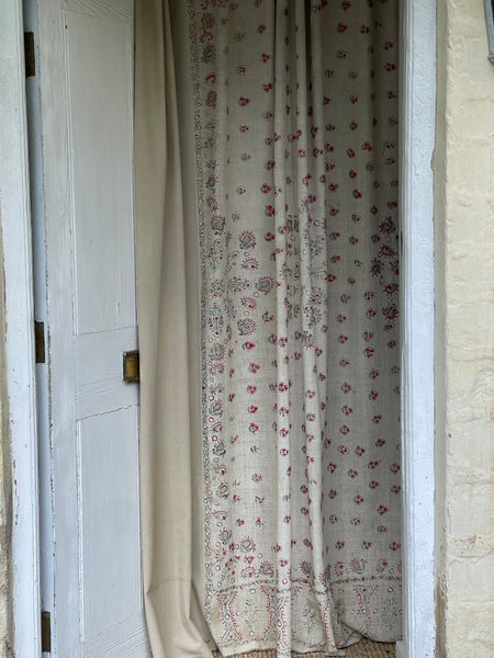 Antique Abochani Silk Embroidered with Mirrors Bedcover or Curtain: C19th/20th Sinh