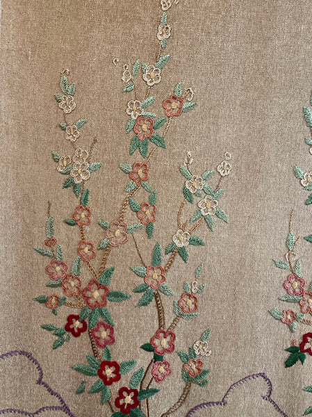 RESERVED: Antique Embroidered Tree of Life Wallhanging or Portier: C1930 Britain