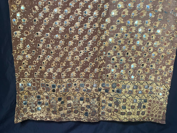 Antique Traditional Floss Silk Embroidered and Mirrored Phulkari Wallhanging Interior Decor Collectable