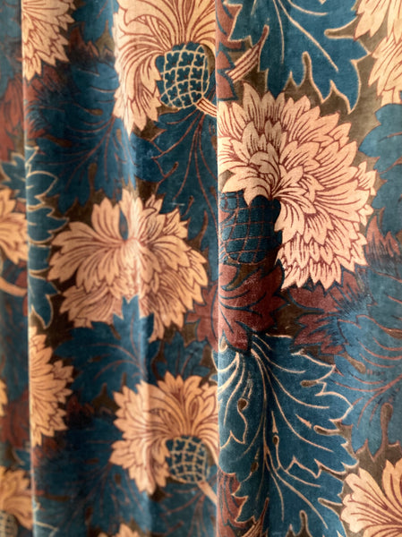 "Chrysanthemum" Velvet designed by Arts and Crafts textile artist Lindsay Butterfield: ca 1890s, Britain