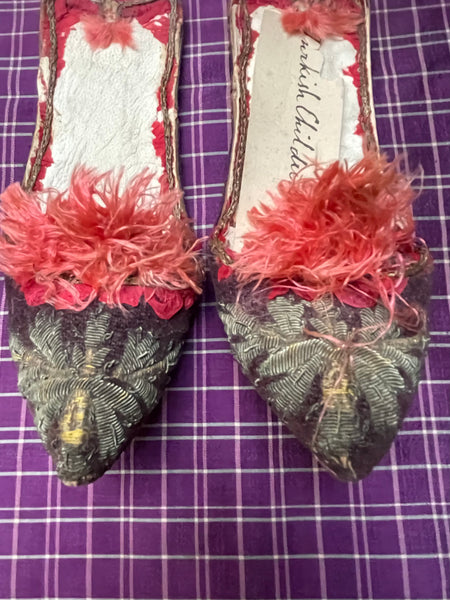 Collectable Ottoman Children’s Embroidered Turkish Slippers: C19th Turkey