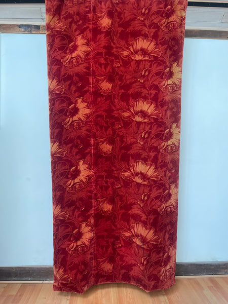 Antique Arts and Crafts Art Nouveau Block Printed Velvet, Poppies by Lindsay Butterfield: C1890 England