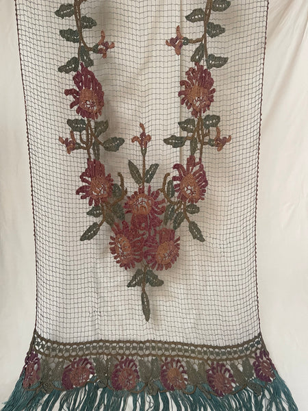 Large Size Art Deco Handmade Crochet Embroidered Wall Hanging: C1920s France