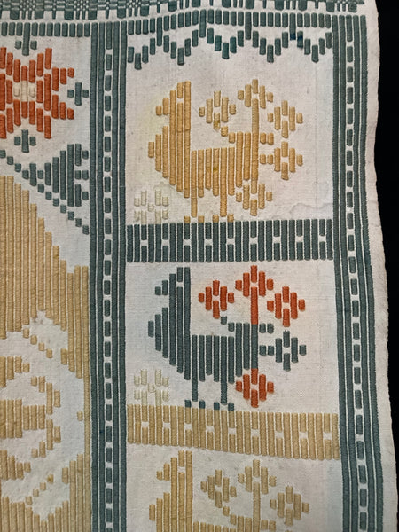 Traditional Scandinavian Flatweave Wallhanging with Mythical Horse: C1910/20 Sweden