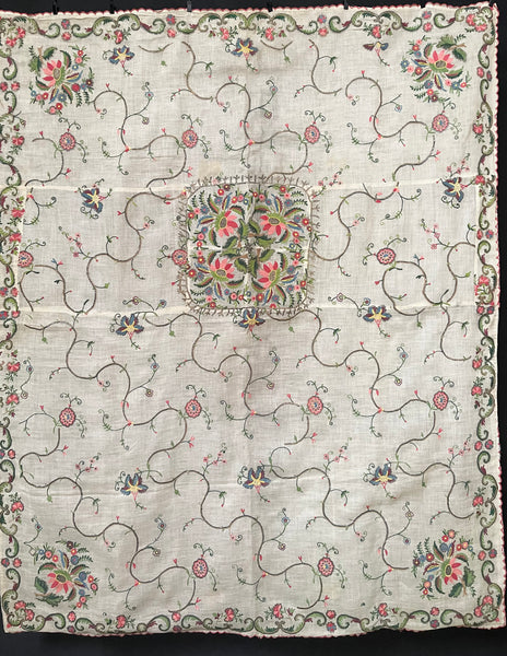 Fine Antique Silk and Gilt Thread Embroidered Wedding Shawl or Cover: C18th Ottoman Turkey