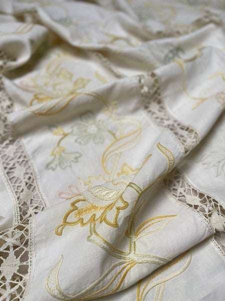 Antique Arts & Crafts Hand Embroidered Bedcover, Throw or Curtain: C1900 Britain
