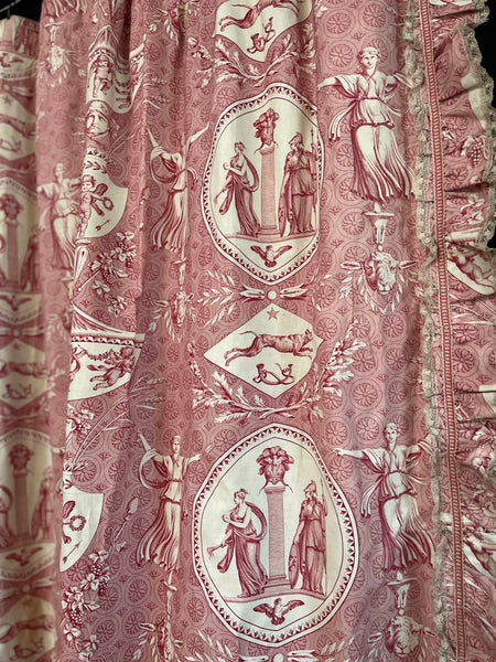 Antique Neo Classical Toile de Jouy Curtains Mulhouse ‘Pallas and Venus’: C19th France