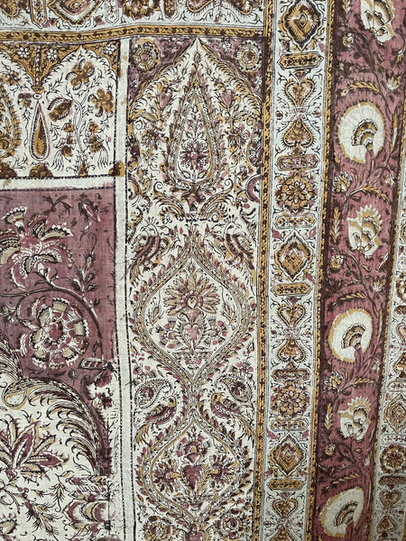 Antique Hand Block Printed Kalamkari Wallhanging: C19th India