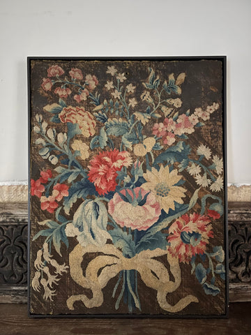 Early Fine Needlepoint Still Life with Flower Bouquet: C17th France