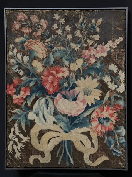 Early Fine Needlepoint Still Life with Flower Bouquet: C18th France