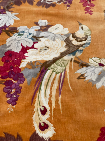 Original Antique Art Deco Chinoiserie Printed Velvet Liberty of London Design Birds Wisteria: C1920s London, England