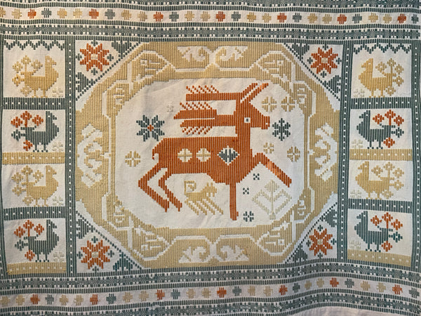 Traditional Scandinavian Flatweave Wallhanging with Mythical Horse: C1910/20 Sweden