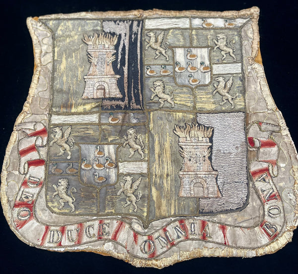 Antique Embroidered Armorial Coat of Arms: C17th Europe