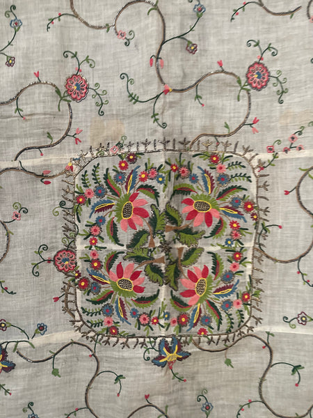 Fine Antique Silk and Gilt Thread Embroidered Wedding Shawl or Cover: C18th Ottoman Turkey