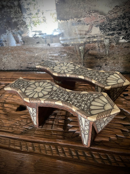 Antique Inlaid Mother of Pearl Wooden Shoes Collectable Traditional Ottoman Costume: C19th Ottoman Turkey
