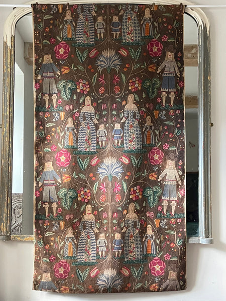 Antique Folk Art Jacobean Revival Figurative Wallhanging: Early 20th Century Europe. 150 x 79cm