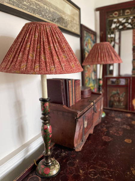 Pair Handmade Bespoke Lampshades made with Antique French Textiles