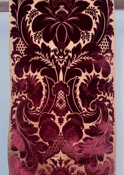 Rare Antique Cut Silk Velvet Panel Handmade Venetian Ciséle: 17th Century, Venice, Italy
