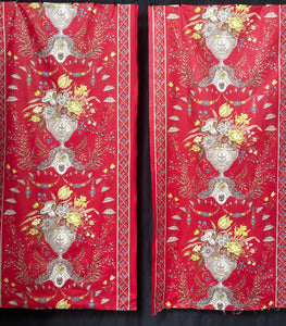 Pair Decorative Chinoiserie Panels with Urns and Florals: C20th Europe