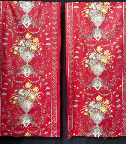Pair Decorative Chinoiserie Panels with Urns and Florals: C20th Europe