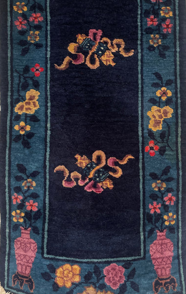 Pair Handmade Art Deco Chinoiserie Rugs: C1920s China