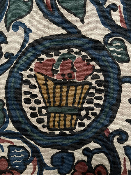 Art Deco Era Printed Linen Textile by Paul Dumas: C1920 France