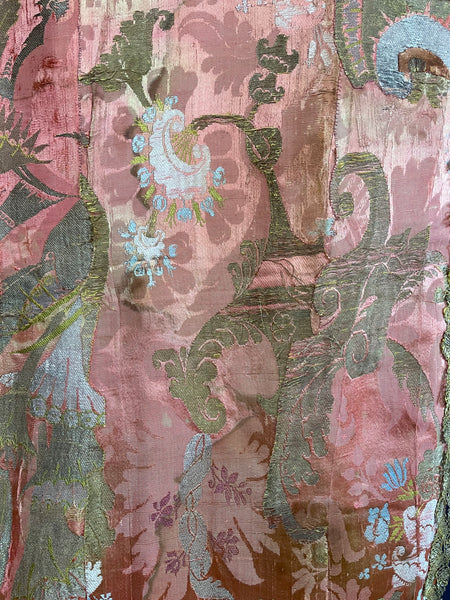 Antique Rare Bizarre Silk Brocaded Panel Rare: Early C18th France
