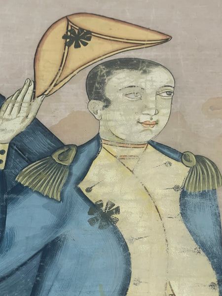 Hand Painted Silk Wallhanging Napoleon in Horse Drawn Carriage, C19th China, for export