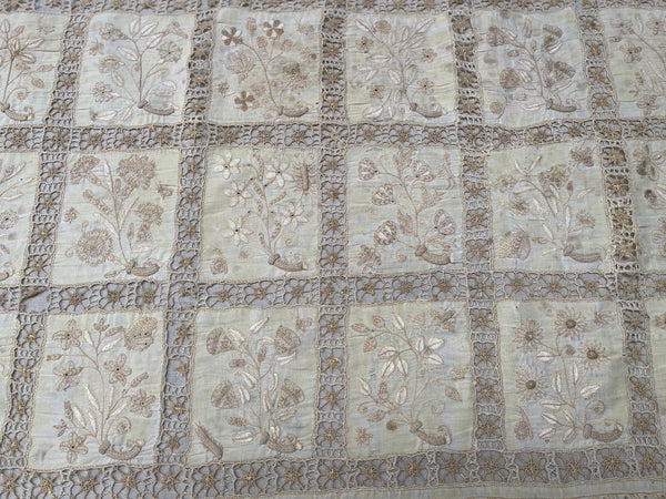 Antique Renaissance Embroidered Early Needlework Lace with Snails Insects Birds: Late C16th early 17th century, Italy