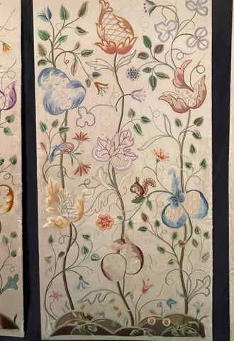 Antique Arts & Crafts Jacobean Revival Crewelwork Panels by English Artist: C1922 British