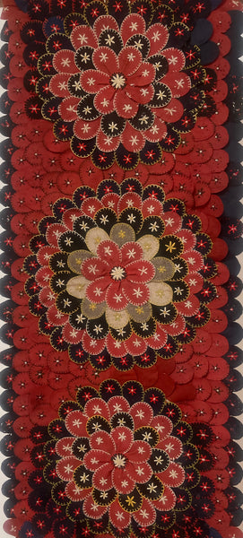 Antique Folk Art ‘Penny Rug’ Table Runner Wallhanging: C1900 Europe