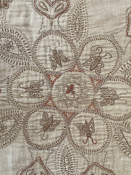 Rare Antique Hand Embroidered Kantha Quilt with Birds & Trees of Life: 19th Century, Bangladesh