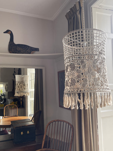 Bespoke Crotchet Lace Ceiling Lampshade Handmade using 1920s Antique Textile