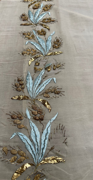 Antique silk and Gold Gilt Embroidered Silk Chiffon C18th France