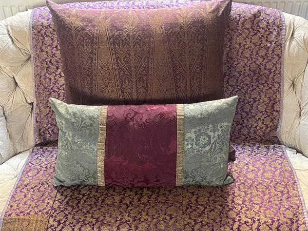 Bespoke Antique Silk Brocaded Cushion Antique made with C18th English Ecclesiastical Silk