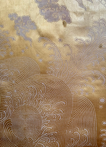 Silk Brocaded Panel with Five Claw Dragon & Symbolic imagery: C1900 Japan