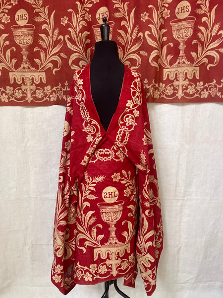 Arts & Crafts Printed Cotton Wall Hanging Banner Pelmet Gothic Ecclesiastical: C1900 Britain