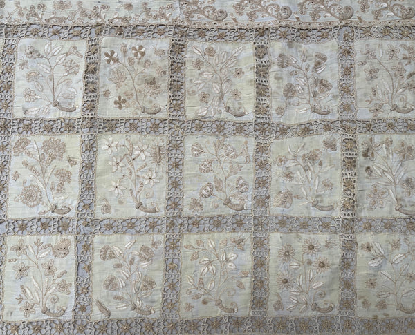 Antique Renaissance Embroidered Early Needlework Lace with Snails Insects Birds: Late C16th early 17th century, Italy