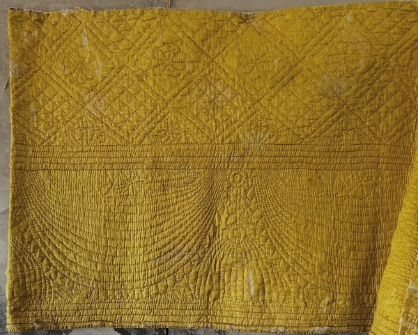 Handmade Antique Silk Boutis Quilt Border: C18th,Provence, France