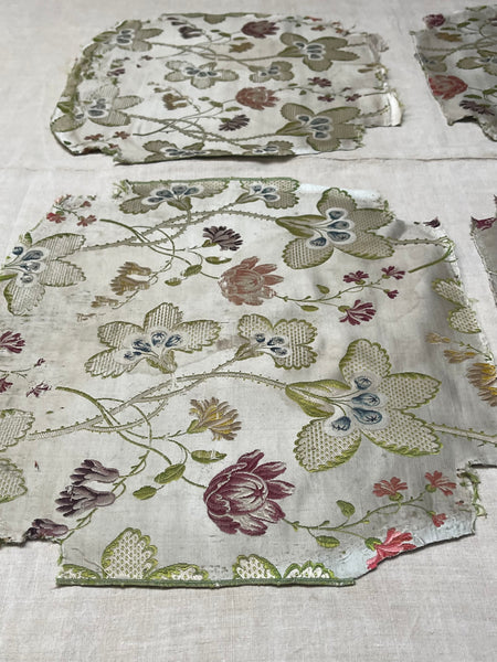Antique Eighteenth Century Rococo Silk Brocade Panels: C18th Lyon, France
