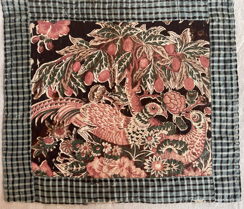 Antique Glazed Chintz Panel with Pheasants and Fruit Tree: C1815 Europe